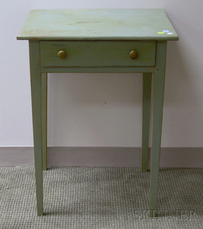 Appraisal: Blue-painted One-Drawer Stand with Tapering Legs