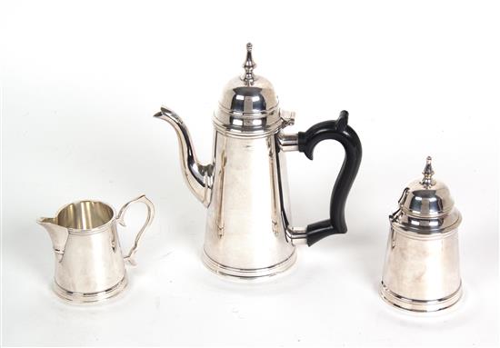 Appraisal: Sale Lot A Three-Piece Indian Silverplate Coffee Set th century