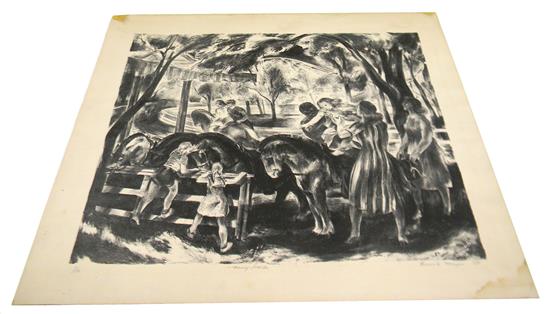 Appraisal: Henrik Mayer American - etching Pony Track depicting little children