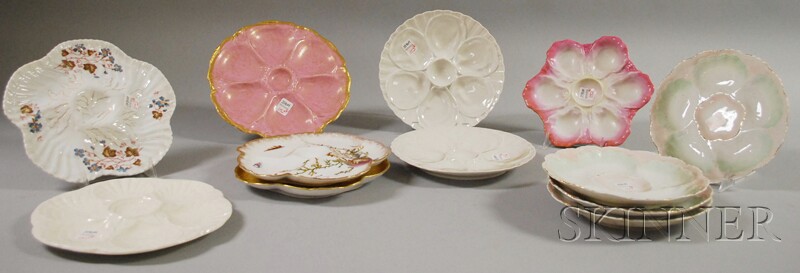 Appraisal: Twelve Assorted Gilt Transfer and Hand-painted Porcelain Oyster Plates including