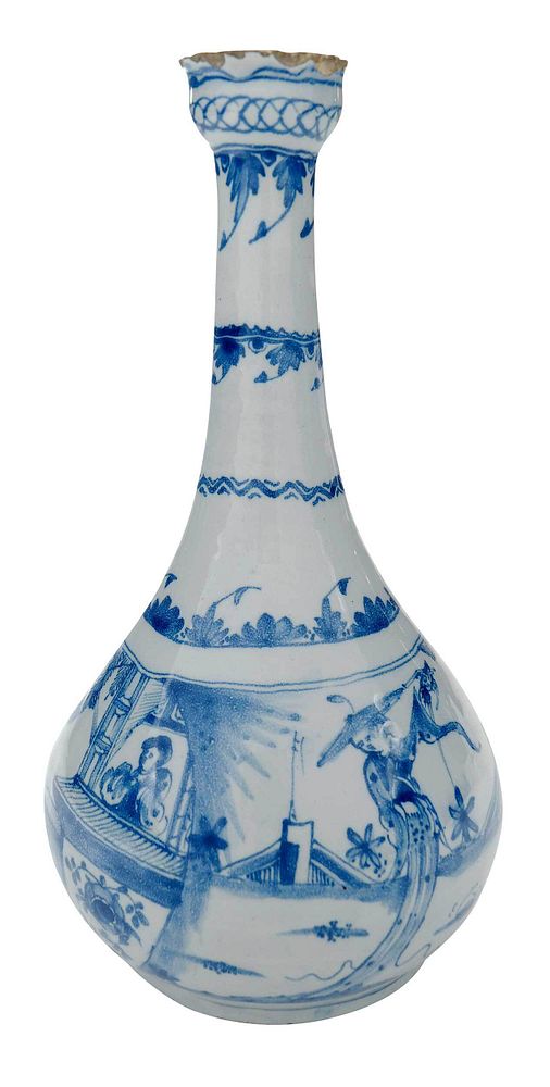 Appraisal: An English Delftware Blue and White Bottle circa - globular