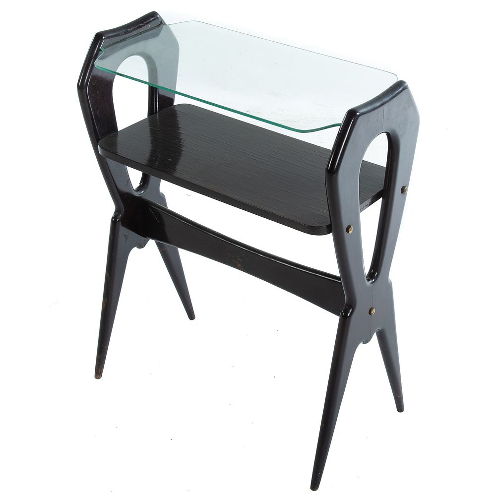 Appraisal: Italian Modern Painted Wood Glass Side Table Painted wood frame