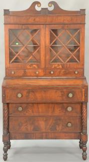 Appraisal: Sheraton mahogany secretary desk in two parts upper section with