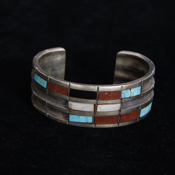 Appraisal: Vintage Teresa Southwestern Native American Indian Sterling Silver WIDE Cuff