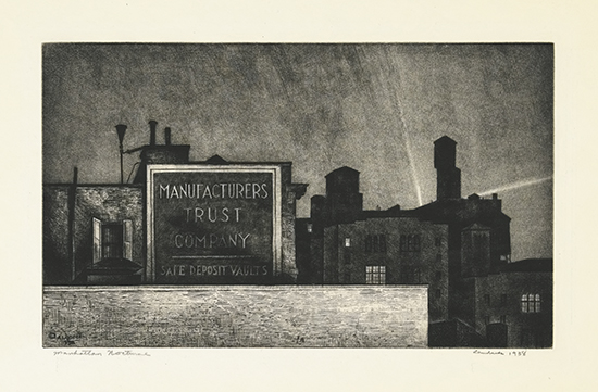 Appraisal: ARMIN LANDECK Manhattan Nocturne Drypoint x mm x inches full