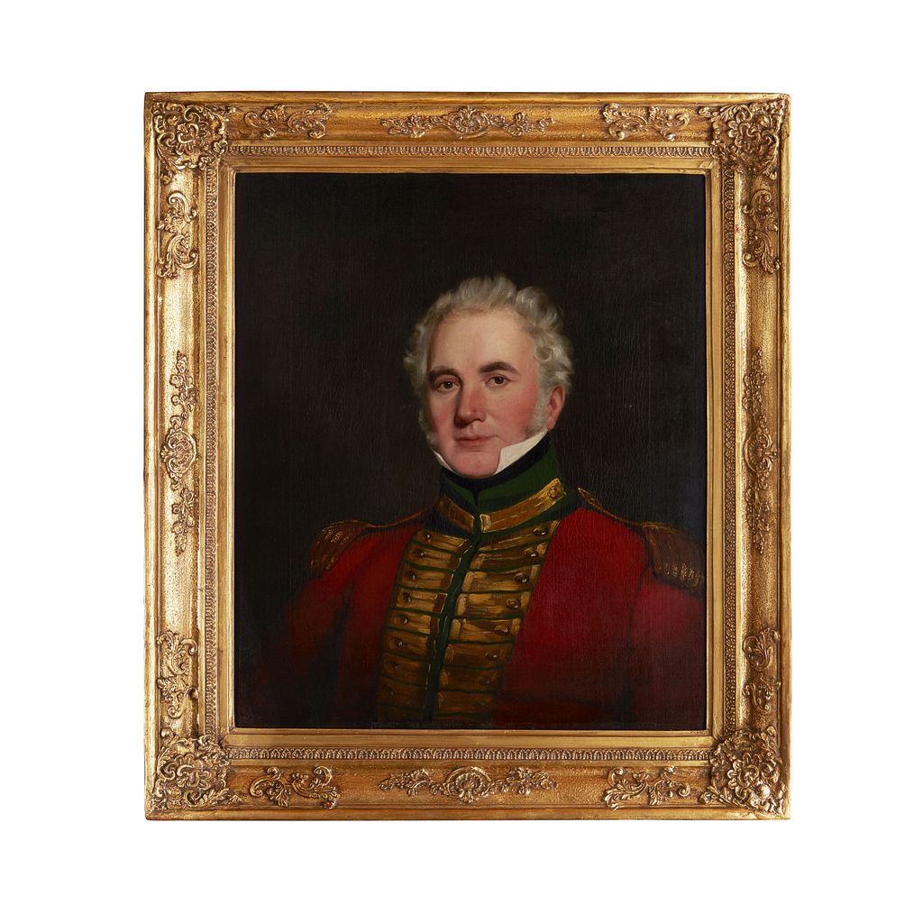 Appraisal: TH CENTURY BRITISH SCHOOL HALF-LENGTH PORTRAIT OF A GENTLEMAN IN