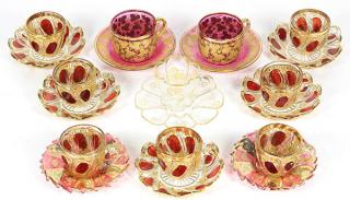 Appraisal: lot of Group of Moser associated crystal tea cups and