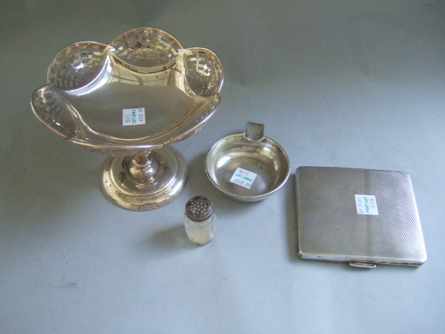 Appraisal: Silver comprising a hexagonal pedestal sweetmeat dish with pierced decoration