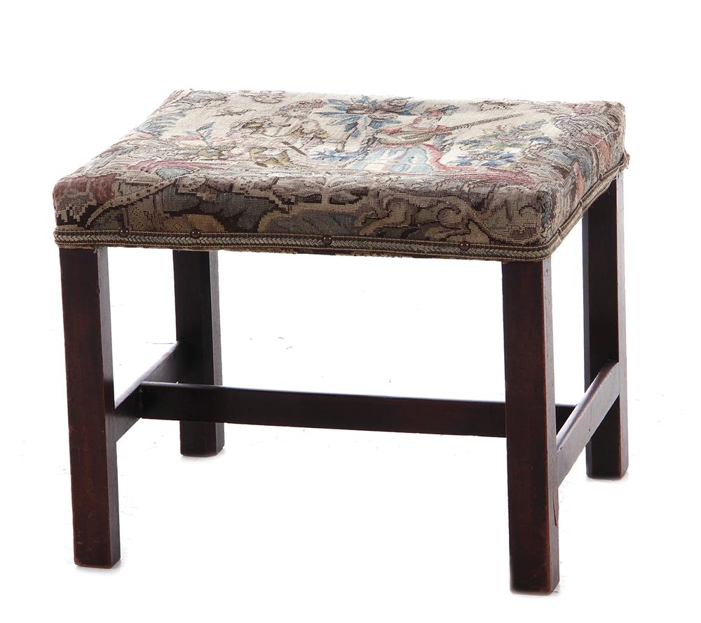 Appraisal: George III upholstered mahogany stool early th century H W