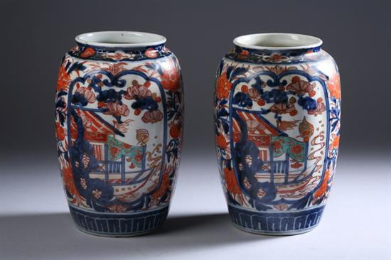 Appraisal: PAIR JAPANESE IMARI PORCELAIN VASES Meiji period - in high