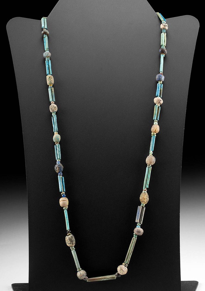 Appraisal: Romano-Egyptian Faience Glass Bead Necklace Egypt Romano-Egyptian Period ca st