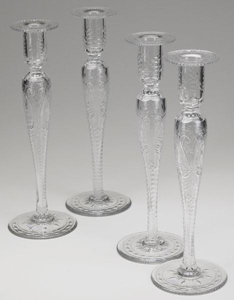 Appraisal: CUT GLASS CANDLESTICKS Two pair of brilliant cut candlesticks in