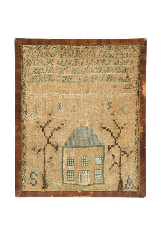 Appraisal: SAMPLER Susannah Austan American ca silk on linen Large double