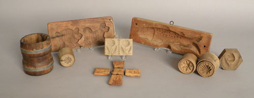 Appraisal: Group of six carved buttermolds th c together with a