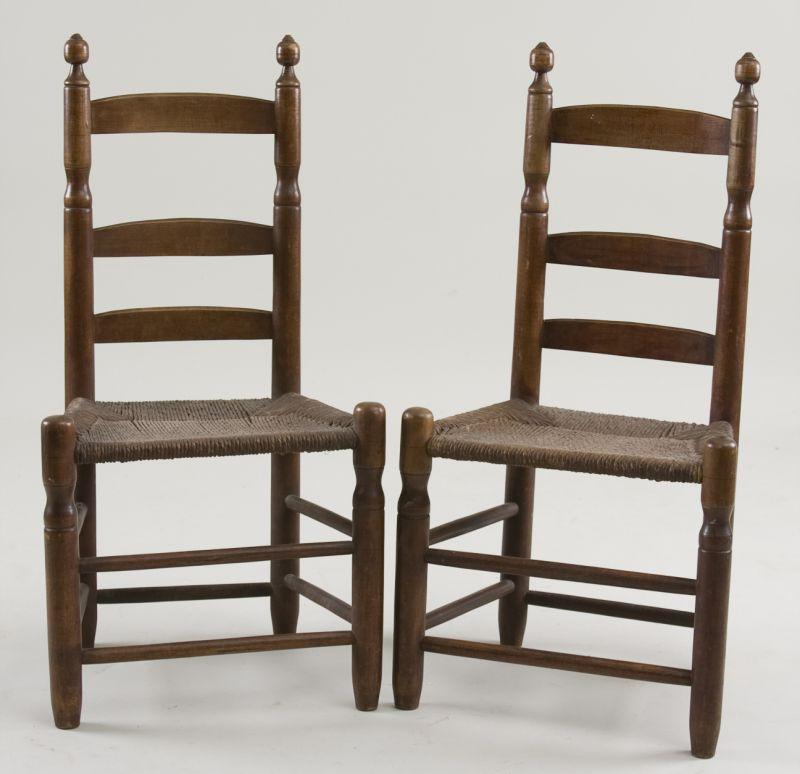 Appraisal: Two Ladder Back Country Chairs Southside VA first half of