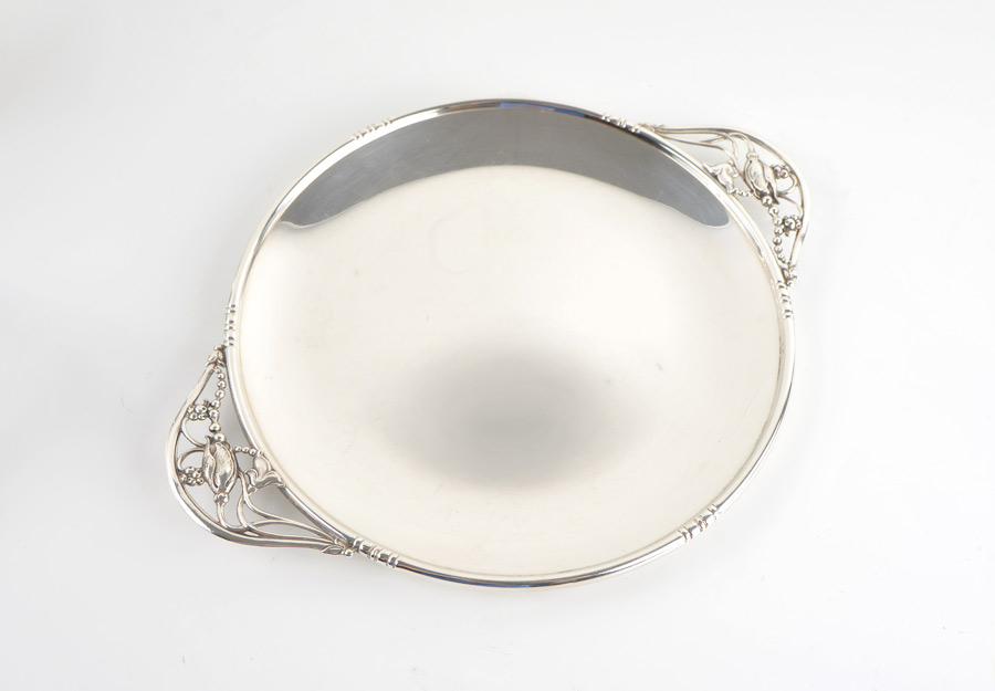 Appraisal: GEORG JENSEN STYLE BLOSSOM STERLING TRAY Sterling tray in the