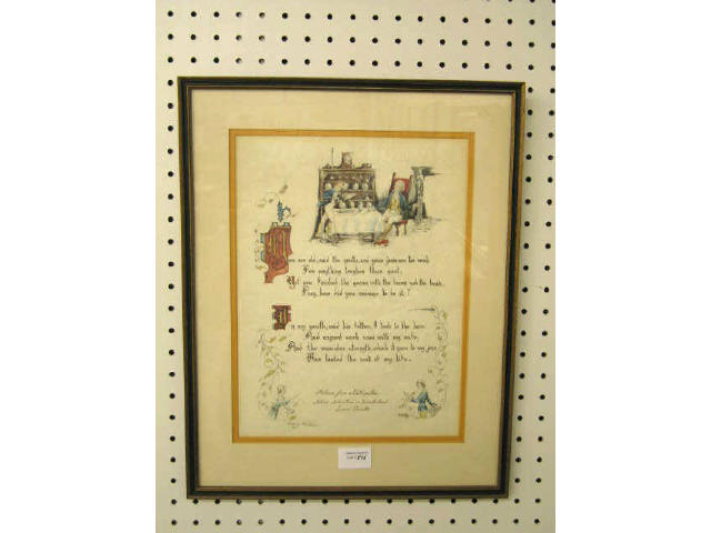 Appraisal: Nancy Wilds Illuminated Manuscript Lithograph Aiken S C artist