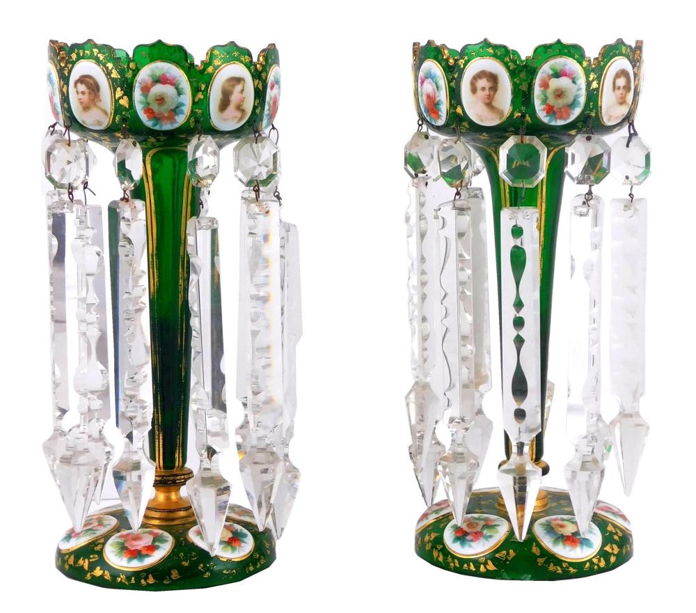 Appraisal: Pair of glass overlay and gilt girandoles Bohemian th th