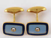 Appraisal: A modern hallmarked pair of carat gold diamond and enamel