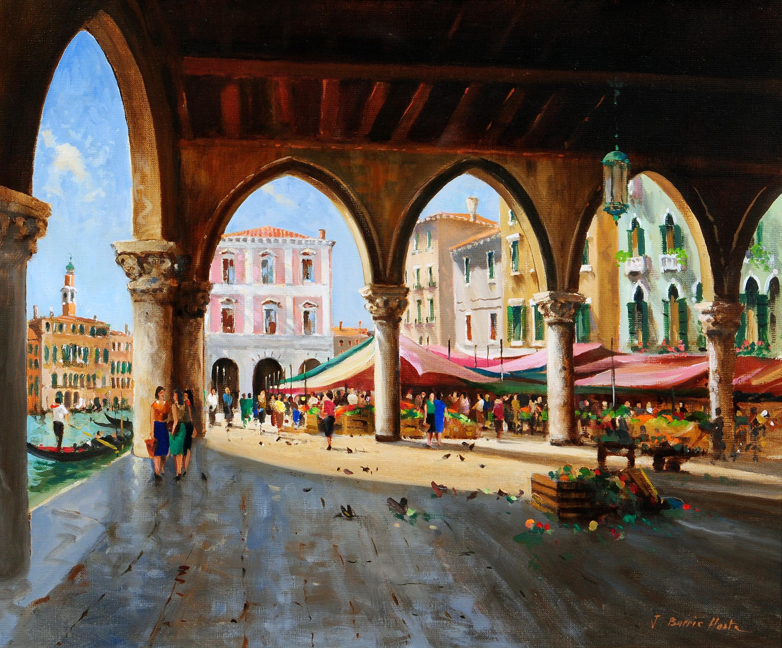 Appraisal: JOHN BARRIE HASTE - Rialto Fruit Markets oil on canvas