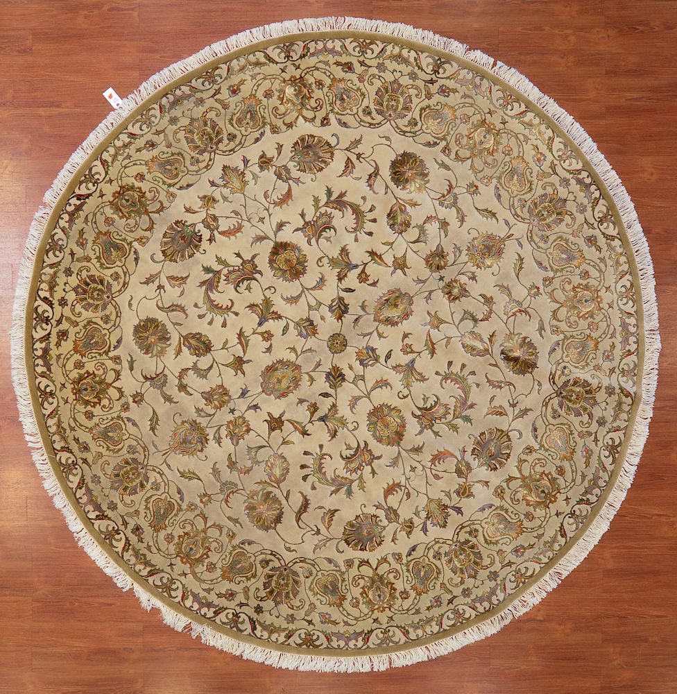 Appraisal: Rajasthan Round Rug India ft circle modern hand knotted wool