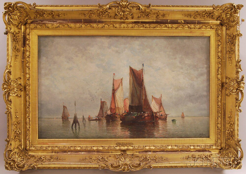 Appraisal: Max Retor Flemish th Century Boats in the Harbor Signed