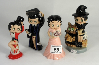 Appraisal: Wade Betty Boop Figures to include Betty Graduate Rose Halloween