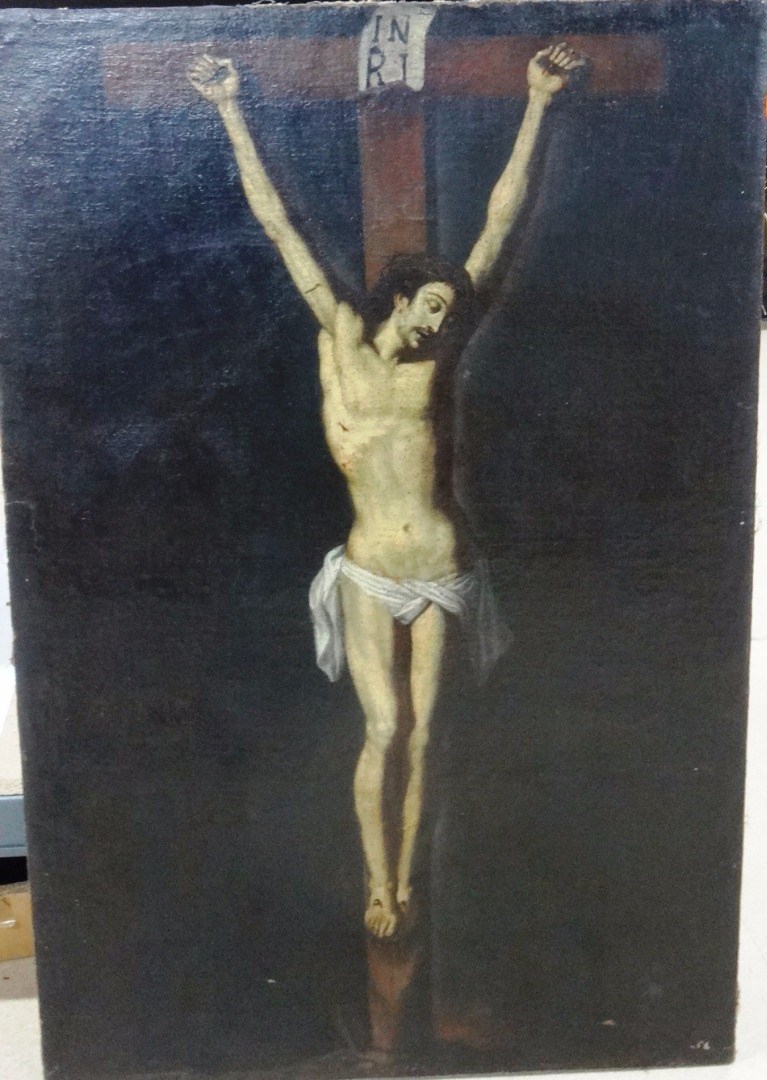 Appraisal: Continental school th th century The crucifixion oil on canvas