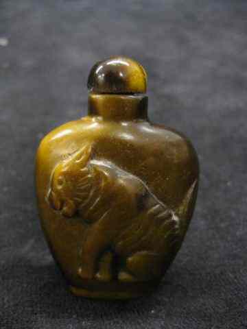 Appraisal: Chinese Carved Tigereye Snuff Bottle tiger decor '' excellent