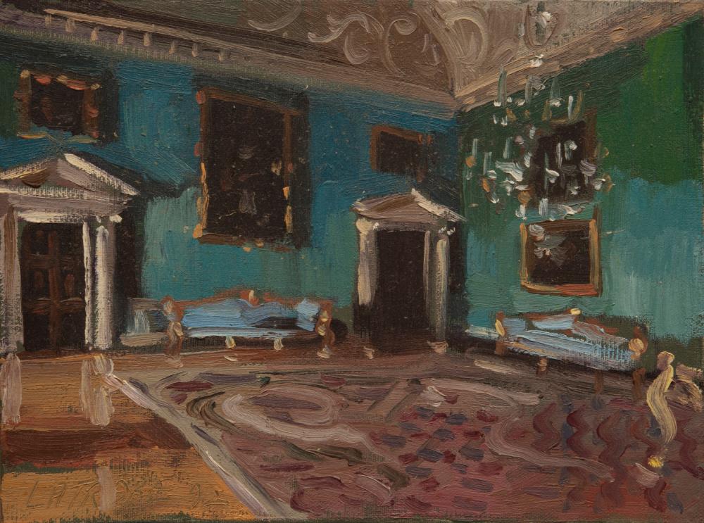 Appraisal: Julian Latrobe American th c Opulent Interior oil on canvas