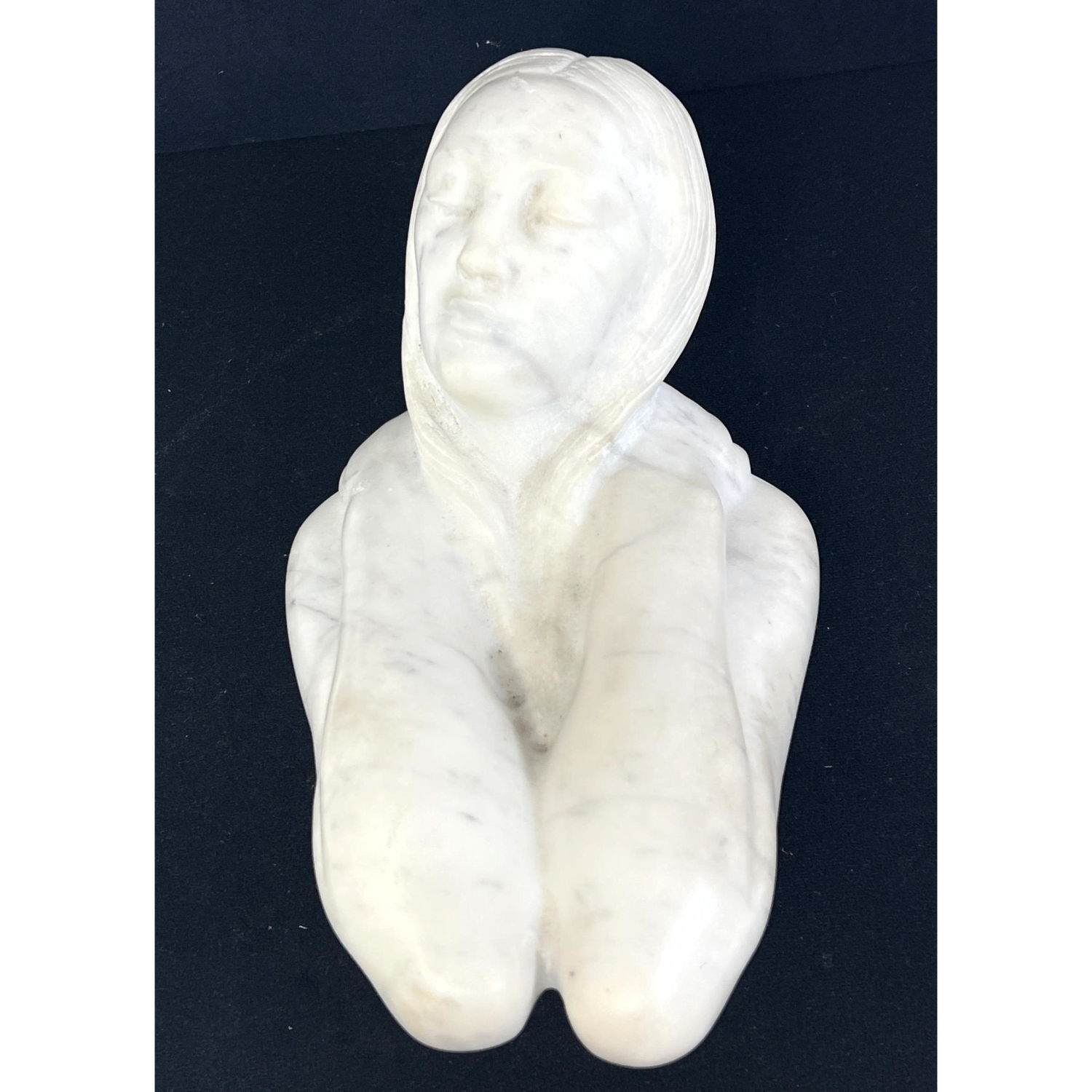 Appraisal: Carved Marble Sculpture of Figure with Folded Arms Dimensions H