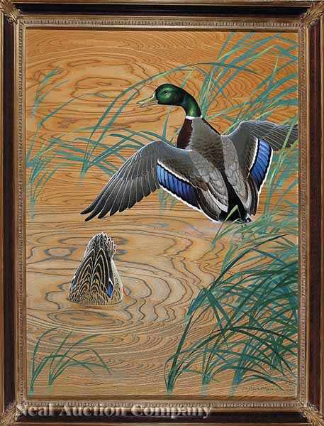 Appraisal: Athos Menaboni Italian Georgia - Mallards oil on nakora wood