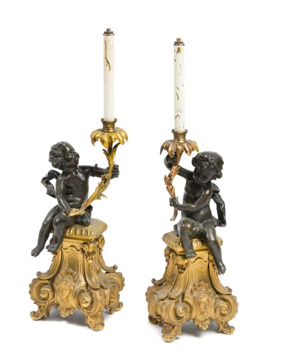 Appraisal: Sale Lot A Pair of Continental Gilt and Patinated Bronze