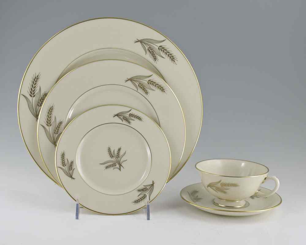 Appraisal: LENOX FINE CHINA IN THE HARVEST PATTERN Gold wheat on