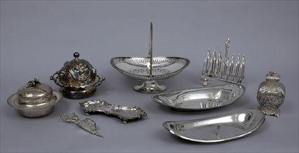 Appraisal: GROUP OF NINE AMERICAN ENGLISH AND CONTINENTAL SILVER-PLATED ARTICLES Comprising