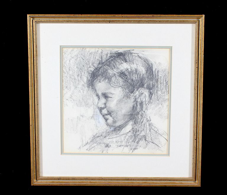 Appraisal: Original Signed Terry Mimnaugh Graphite Drawing For your consideration is