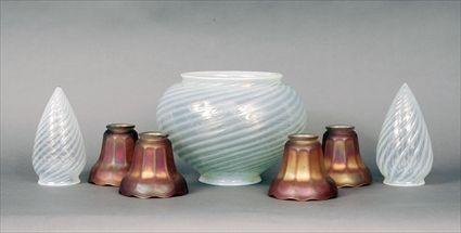 Appraisal: Set of Four Carnival Glass Shades Together with three opalescent