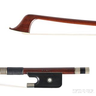 Appraisal: Nickel-mounted Contrabass Bow the octagonal stick stamped R A MEINEL