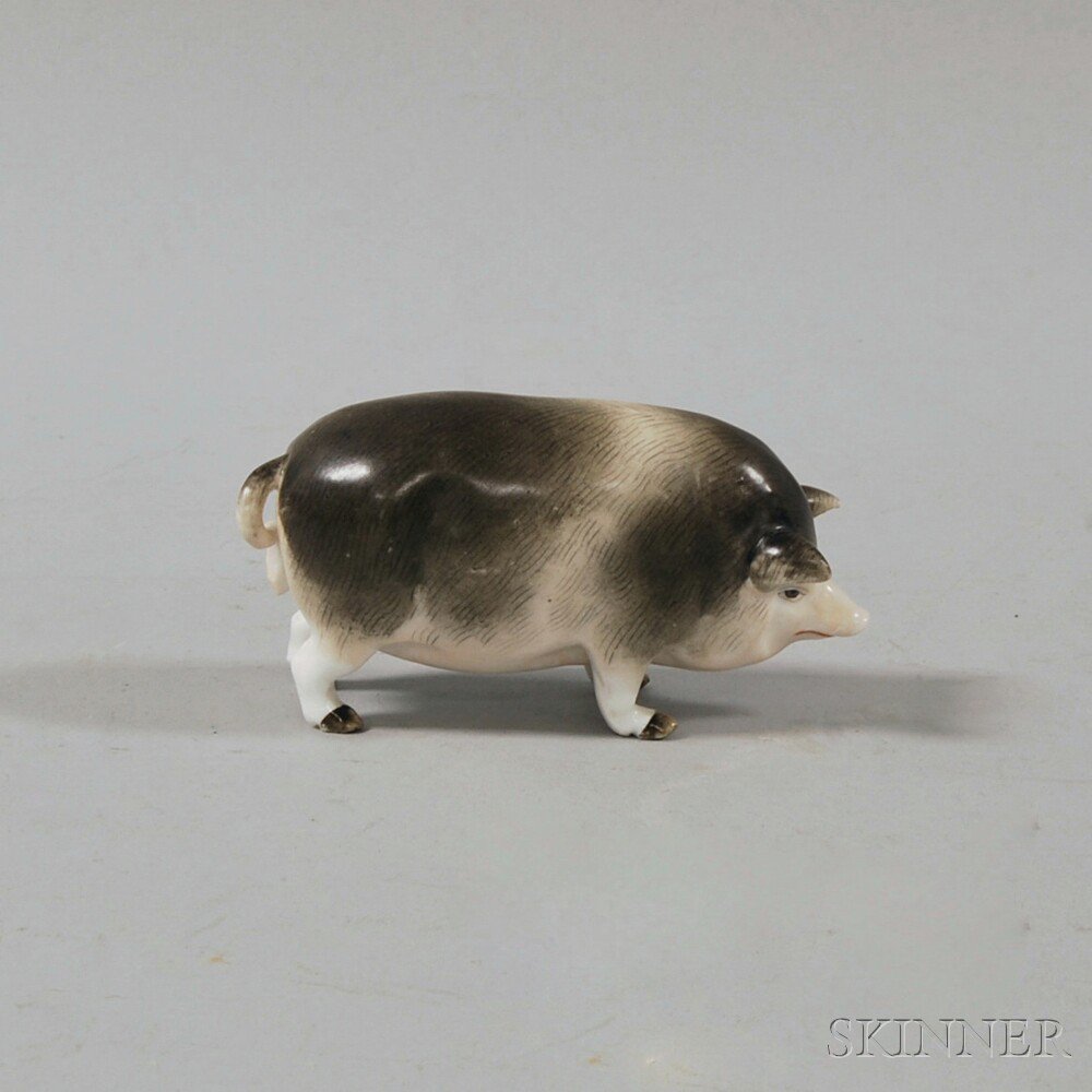 Appraisal: Ernst Bohne Porcelain Pig ht wd dp in Estimate -