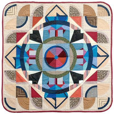 Appraisal: Francois Barnes art quilt central medallion with outer fan design