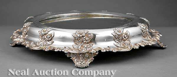 Appraisal: An Antique English Silverplate Plateau - foliate scroll and blossom