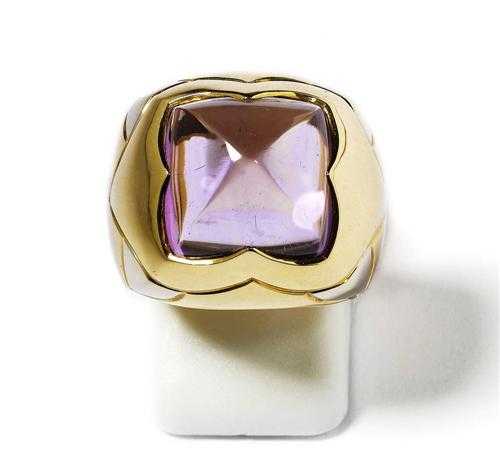 Appraisal: AMETHYST AND GOLD RING BULGARI Yellow and white gold Decorative