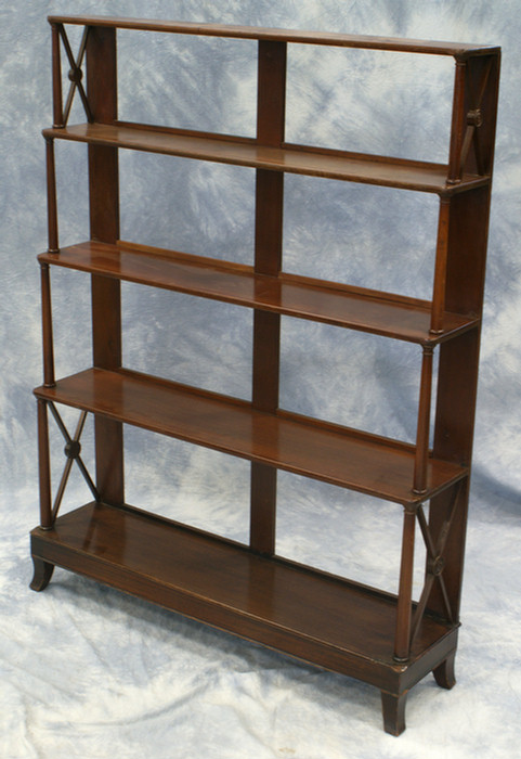 Appraisal: shelf Regency graduated mahogany display shelf h w Estimate -