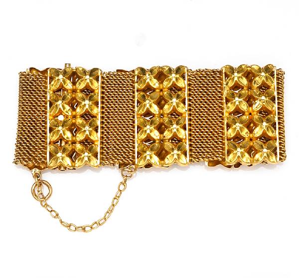 Appraisal: An eighteen karat gold wide flexible bracelet weighing approximately grams