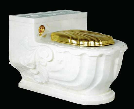 Appraisal: Sherle Wagner shell-carved marble water closet casing circa Scroll Flourish