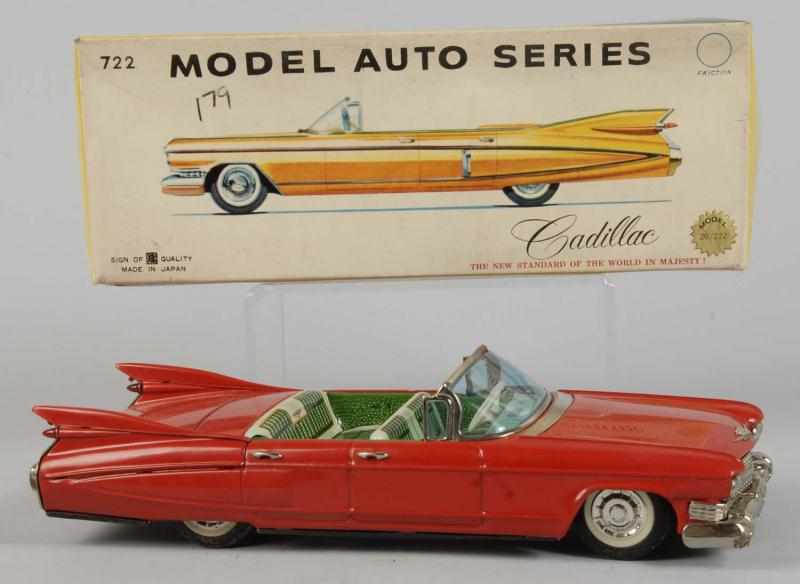 Appraisal: Tin Litho Cadillac Convertible Friction Toy Description Japanese Working Made