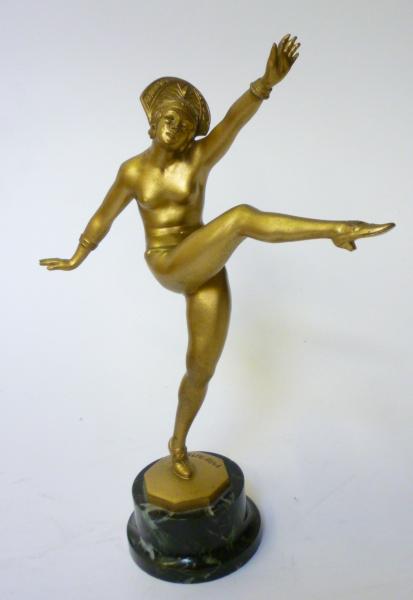 Appraisal: AFTER J P MORANTE a gilt spelter Art Deco figure