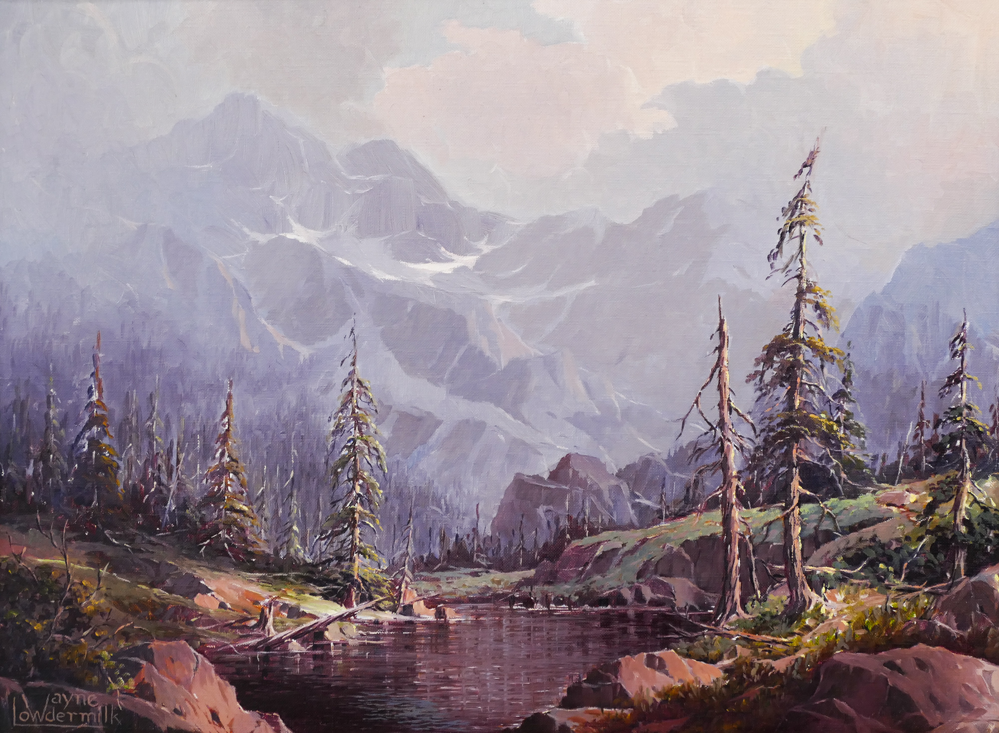 Appraisal: Wayne Lowdermilk th Cent American ''Mountain Mist'' Oil on Canvas