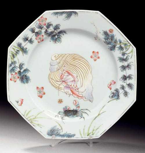 Appraisal: OCTAGONAL PLATE China th century D cm Rare famille rose