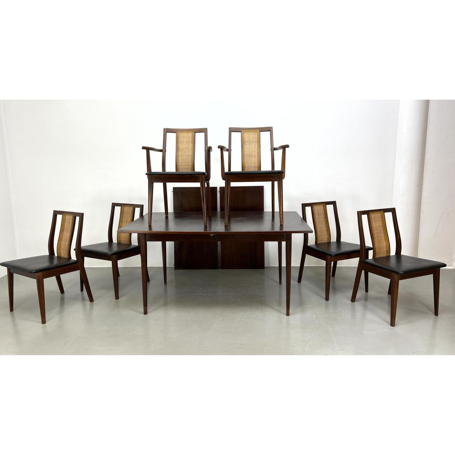 Appraisal: Hibriten Walnut Dining Set Table and Cane Back Chairs Includes